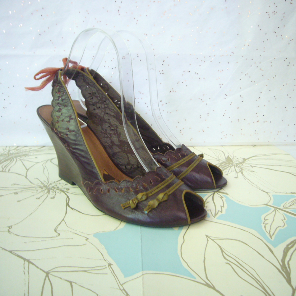 Kenzie Brown Perforated Leather Peep Toe - 8.5 EUC